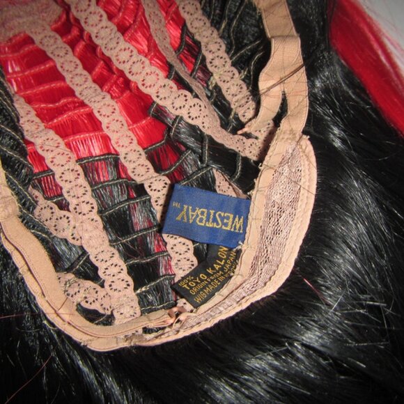 Multi Layered 2-Tone Red over Black Long Straight Hair Synthetic Wig West Bay 18 - Picture 8 of 10
